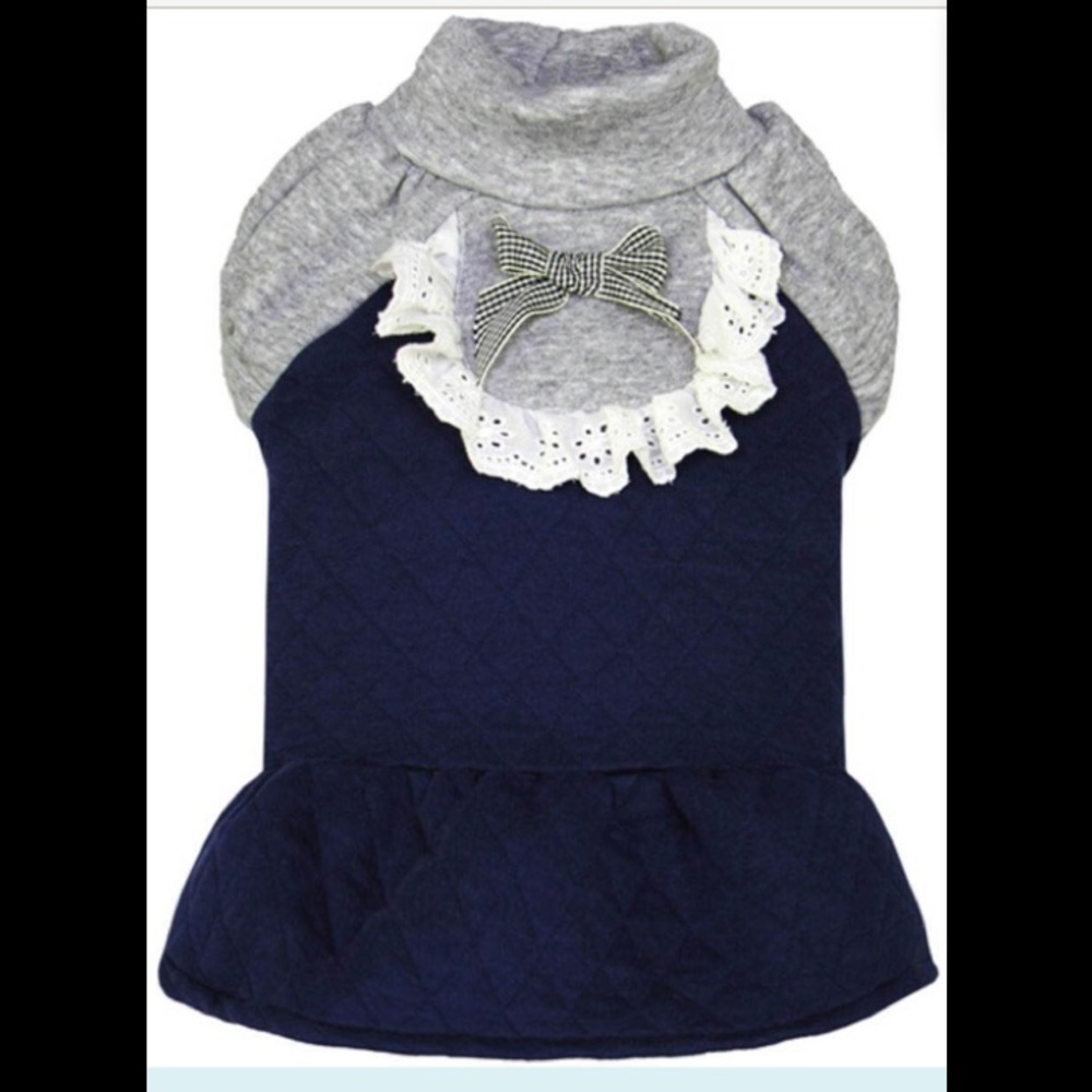 Dobaz Quilted Winter Dog Dress - Navy Blue